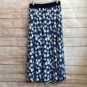 LULAROE MODEST‎ MAXI SKIRT IN BLUE PALM TREE PRINT